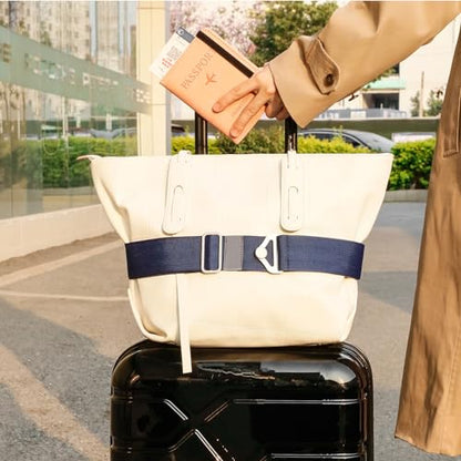 TOOVREN 2-in-1 Luggage Straps Add a Bag Bungees Travel Belt for Luggage Strap for Backpack Attachment Over Handle Carry On Bag Adjustable Elastic Suitcases Belt Travel Accessories Blue - color: Blue