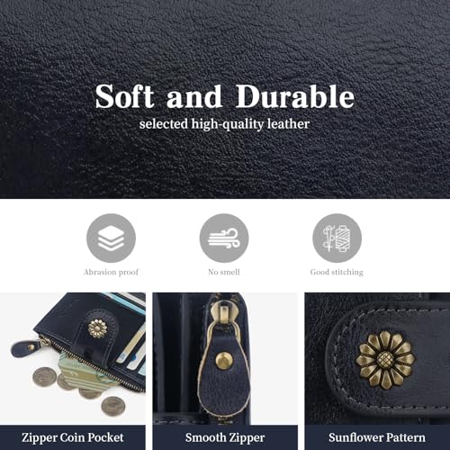 Leather Wallet Womens,RFID Blocking Bifold Card Holder - color: c3-royalblue