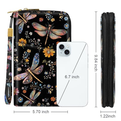 Family Passport Holder Wallet RFID Blocking Document Organizer - color: Dragonfly