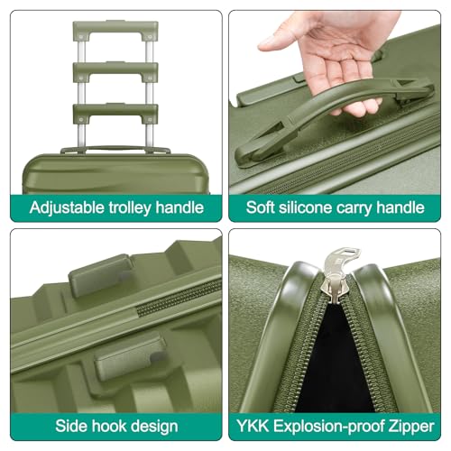 Joyway 6-Piece Hardside Luggage & Bag Set, 18 20 24 28 Inch, Green - color: Green