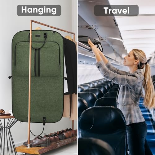 BALEINE Garment Bags for Travel, Water Resistant Carry on Suit Bag - color: Green, size: 42"
