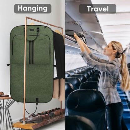 BALEINE Garment Bags for Travel, Water Resistant Carry on Suit Bag - color: Green, size: 42"