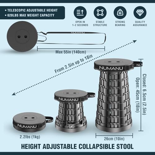 NUMANU 성인용 접이식 스툴, 접이식 시트, 281.2kg(600파운드), 하드 시트 - size: 1x Hard Seat