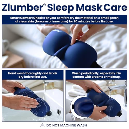 ZLUMBER Eyemasks for Sleeping 3 Pack - Eye Sleep Mask & Blindfold for Sleeping Men Women, 100% Blackout 3D Contoured Face Mask Sleep, Night Masks for Sleeping Men Side Sleepers, Adjustable