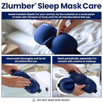 ZLUMBER Eyemasks for Sleeping 3 Pack - Eye Sleep Mask & Blindfold for Sleeping Men Women, 100% Blackout 3D Contoured Face Mask Sleep, Night Masks for Sleeping Men Side Sleepers, Adjustable