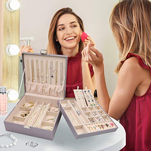 ProCase 2 Layers Jewelry Box for Women -Pearlizedsilver - color: Pearlizesilver