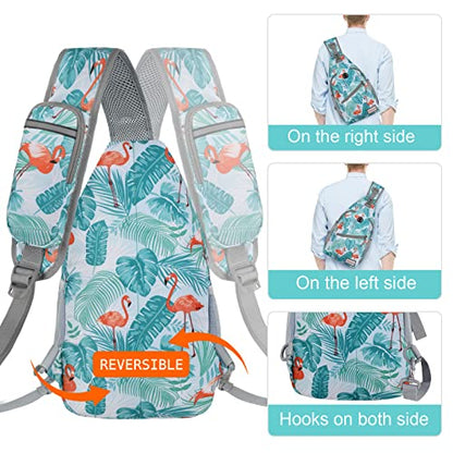 ZOMAKE Sling Bag,Small Crossbody Sling Backpack Shoulder Daypack for Travel - color: Flamingo Blue, size: 8L