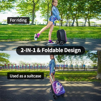 ALVOD Scooter Suitcase for Kids Ages 6-12 Kids' Luggage - style: Blue Style