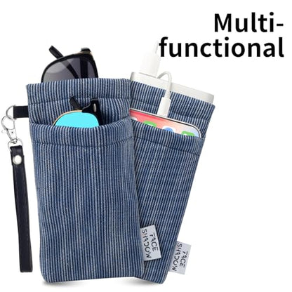 Face Shadow Double Glasses Case Soft Eyeglass Case For Women Men - color: Vertical Stripe