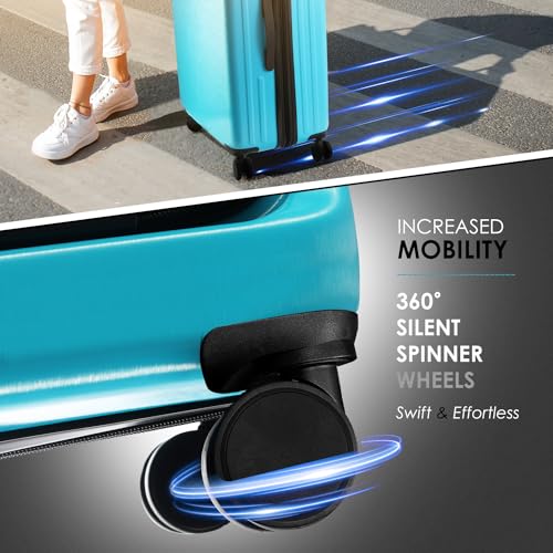 TRAVELARIM 20 Inch Carry On Luggage 22x14x9 Airline Approved Suitcase - color: Teal, size: Carry-on 20 Inch
