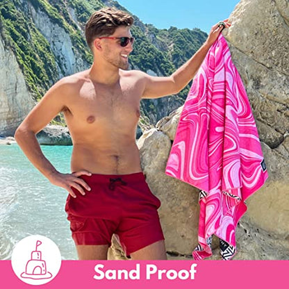 ECCOSOPHY Microfiber Beach Towel - Quick Dry, Sand Free and Oversized 71x35 - color: Bahamas