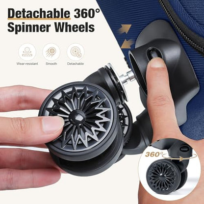 17 Inch Underseat Carry on Luggage with Removable Spinner Wheels - color: Blue, size: 17 inch_Underseat