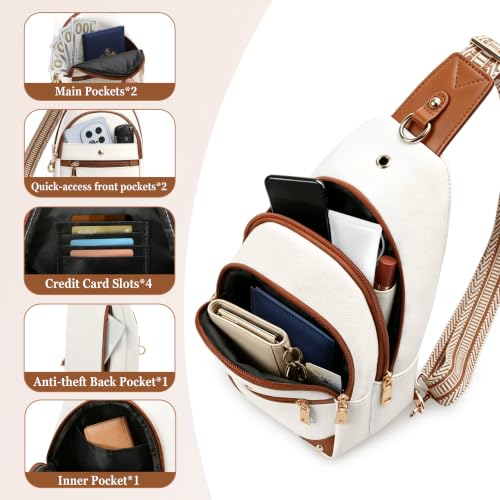 Anti Theft Sling Bag for Women, RFID Travel Crossbody Bags - color: Beige