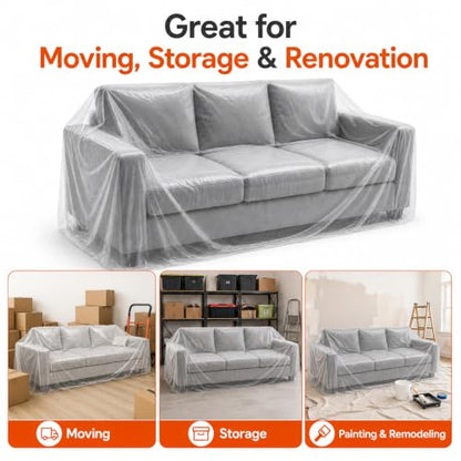 Plastic Furniture Cover for Moving, Dustproof Couch Cover for Sofa,2-Pack - size: Sofa-2PACK