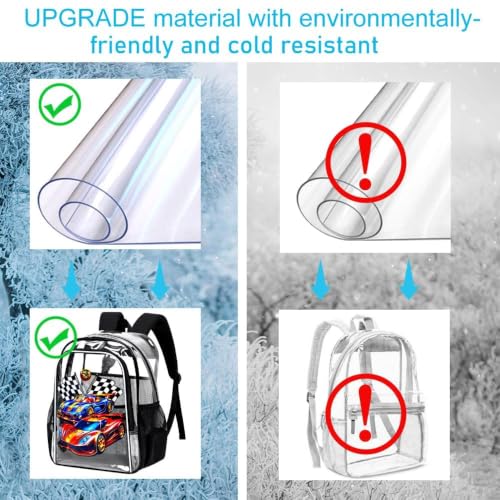 HPJGD Reflective Safety Kids Clear Backpack, 3PCS Transparent Bookbag Set for Boys, Heavy-Duty See Through School Bag for Elementary Students - Race Car Black - color: Cool Uv Racing Car Black Clear Backpack
