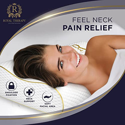 Royal Therapy 2-Pack Queen Memory Foam Pillow, Cervical, Queen Contour, Orthopedic Pillow for Neck Support, Neck Pain, Side Sleepers, CertiPUR-US - size: Queen 24 x 14 x 5" (2-pack)