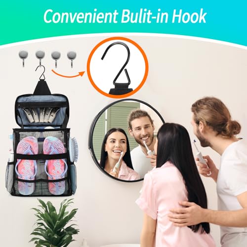 Dorm Room Essentials for Guys Girls, Quick Dry Mesh Shower Caddy Portable - color: Black