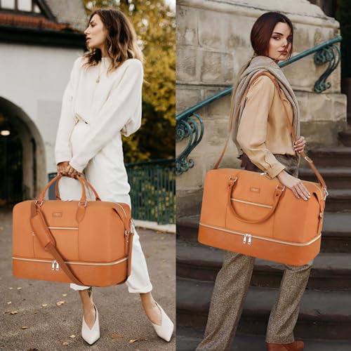 ITIEZY Weekender Bag for Women 21.5" Travel Duffel Large Carry On Bag 3PCS - color: 7-Brown, size: Large