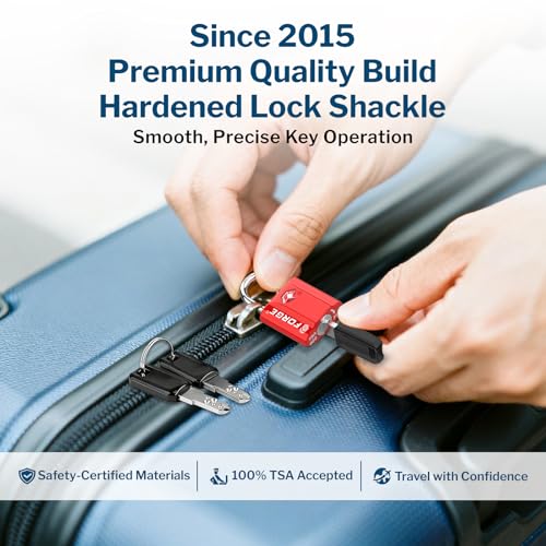 Forge Small TSA Approved Luggage Locks: Ultra Secure Dimple Key Travel Locks Alloy Body, for Luggage, Travel Cases, Backpacks, Red 4 Pack. - color: Red 4 Pack