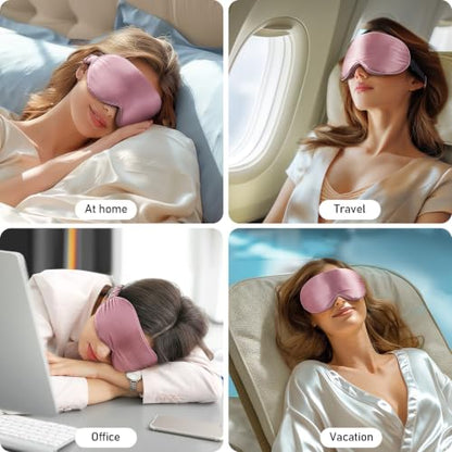 LitBear 100% 22 Momme Mulberry Silk Sleep Mask - 3D Contoured, Bean Pink - color: Bean Pink