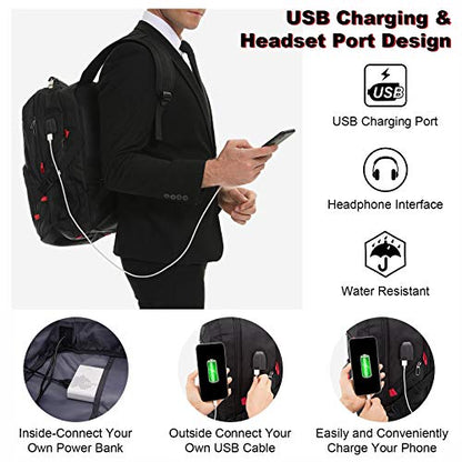 LOVEVOOK Large Laptop Backpack for Men,15.6Inch Heavy Duty Travel Backpack - color: Black, size: 15.6 inch
