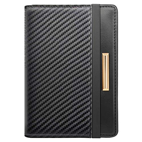 Coco Rossi Passport Holder for Travel Men Slim RFID Passport Cover Wallet - color: Carbon Fibre