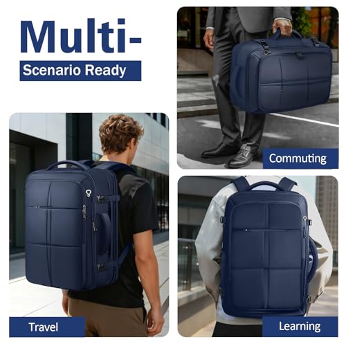Travel Backpack for Men, 50L Expandable Large Carry On TSA Backpack, Blue - color: Blue
