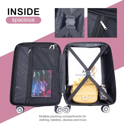Tripcomp Carry-on Luggage Set 2 Piece Hardside Suitcase with Spinner Wheels - color: Pink-2, size: 2 Piece Set(14/20)