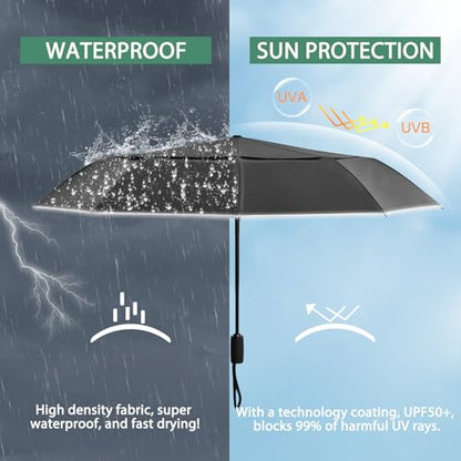 G4Free 42 Inch Eco Windproof Umbrella for Rain Strong Compact Umbrellas - color: Black/Aurora