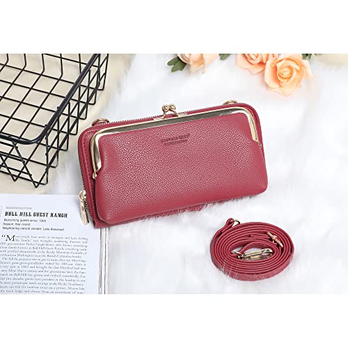 Montana West Crossbody Cell Phone Purse for Women RFID Blocking Cellphone Wallet - color: Wallet Red
