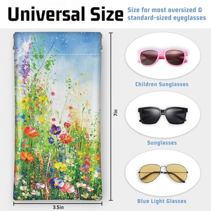 Soft Glasses Case for Sunglasses Eyeglass Slim Pouch - color: Floral
