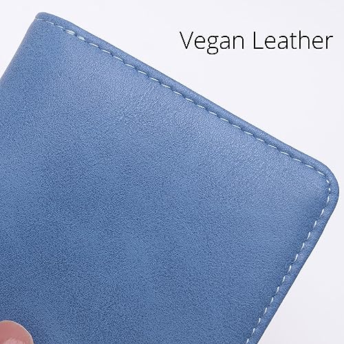 Alldaily Small RFID Wallet for Women Slim Compact Bifold Pocket Ladies Travel Mini Purse (Blue) - color: Blue