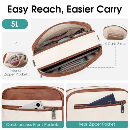 HomemeDiary Anti Theft Crossbody Bag for Women, RFID Leather Shoulder Purse - color: Beige & Mocha Brown