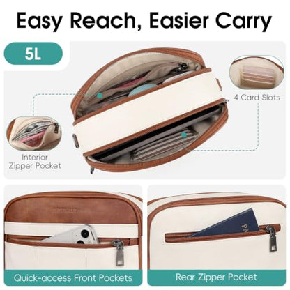 HomemeDiary Anti Theft Crossbody Bag for Women, RFID Leather Shoulder Purse - color: Beige & Mocha Brown