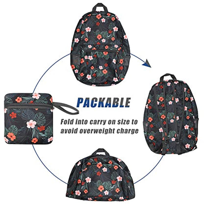 G4Free 20L Small Foldable Ultralight Waterproof Backpack for Camping Hiking Cycling Men Women - color: B-flower Black, size: 20L