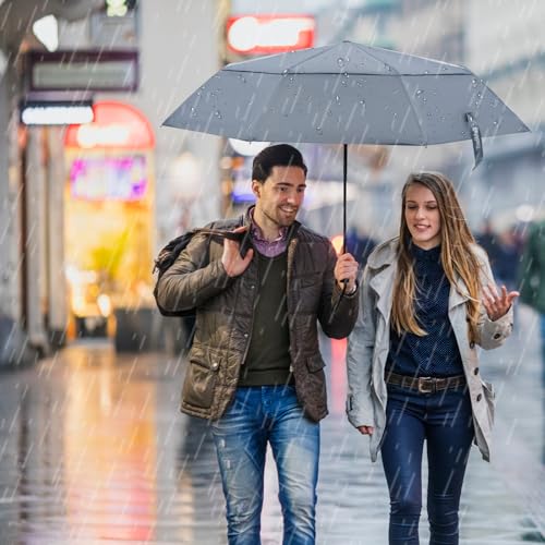 TradMall Travel Umbrella 42/45 Inches Double Vented Canopy - color: Gray, size: 42 Inches