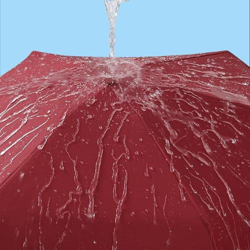 Five Fold Umbrella with Hard Shell Case Compact Travel Size UPF 50+ Manual Folding Rain Sun Umbrella Lightweight for Bag - color: wine red