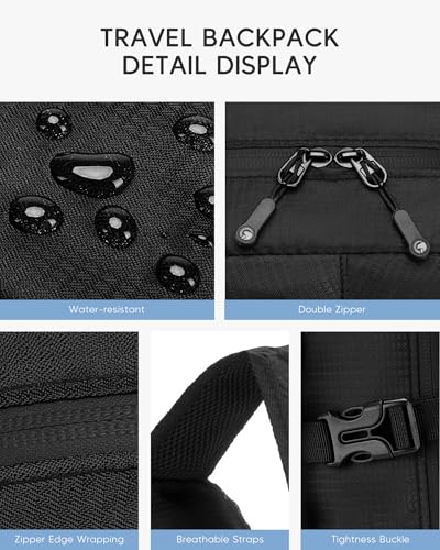 40x30x15 cm Personal Item Travel Bag,16x12x6 inch Small Carry On Backpack 20L, Flight Approved Underseat Travel Luggage Bag,Mochila de Viaje,Cabin Size Lightweight Black