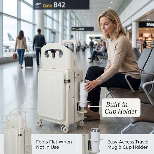 Ride on Luggage,20" Kids Ride On Suitcase with Seat Belt & Backrest - color: Sky Blue