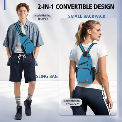 Geestock Convertible Sling Bag Crossbody Backpack for Women Men, Blue - color: Blue, size: Small