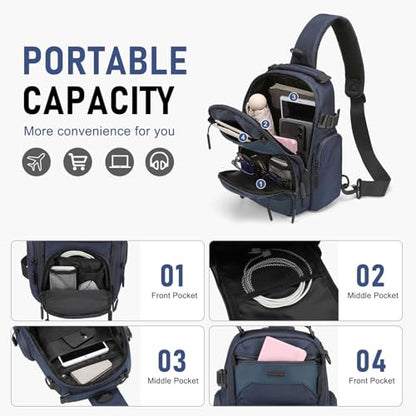 Sling Bag for Men Travel Crossbody Bag Men Casual Chest Pack - color: Blue