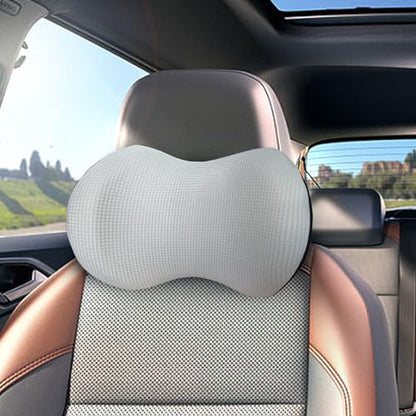 Cozy Car Headrest Pillow, Car Neck Pillow for Driving with Adjustable Strap - color: Silver