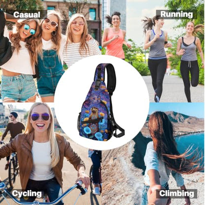 FyLybois Sling Bag Travel Crossbody Backpack for Women Chest Daypack - color: Dark Purple