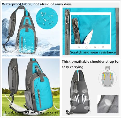 levayhill Small Crossbody Sling Backpack,Hiking Daypack Men Women,Lake Blue - color: Lake Blue