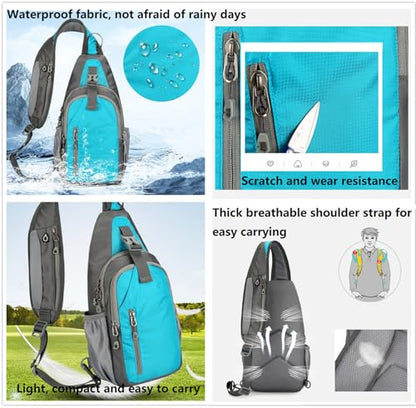 levayhill Small Crossbody Sling Backpack,Hiking Daypack Men Women,Lake Blue - color: Lake Blue