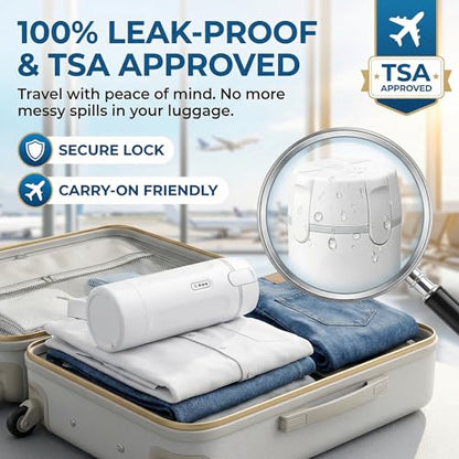 4-in-1 Leak Proof Travel Dispenser Bottle Set, TSA Approved Refillable Toiletry Containers for Shampoo & Lotion