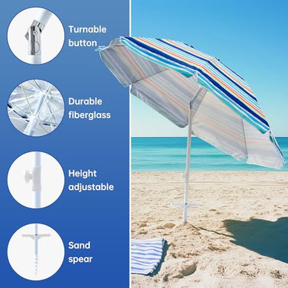 Aohanoi Outdoor Umbrella - Sun Protection, Rain Resistant, Windproof with Manual Open-Close Feature - Ideal for Beach, Camping, and Picnics - color: Rainbow
