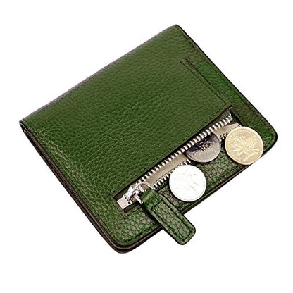 Small Leather Wallet for Women, Ladies Credit Card Holder RFID Blocking Women's Mini Bifold Pocket Purse - color: Green Rfid Blocking