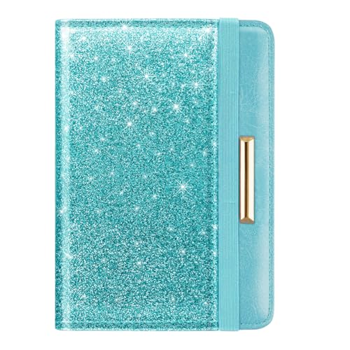 Coco Rossi Passport Holder for Travel Women Slim RFID Passport Cover Wallet - color: Glitter Teal