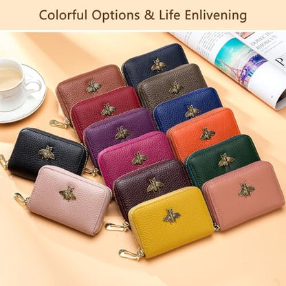 imeetu RFID Credit Card Holder, Small Card Wallet Women, Leather Card Case - color: Lite - Taupe Grey, size: Lite